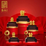 BAI GIFT 1 SET PAJANGAN PATUNG PENGANTIN LAPIS EMAS 24K HADIAH PERNIKAHAN