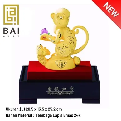 Produk BAI GIFT PATUNG SHIO MONYET LAPIS EMAS 24K SIZE L 1 ~blog/2023/3/24/monyet_l