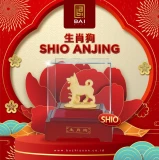 BAI GIFT PAJANGAN PATUNG SHIO ANJING LAPIS EMAS MINI 24K