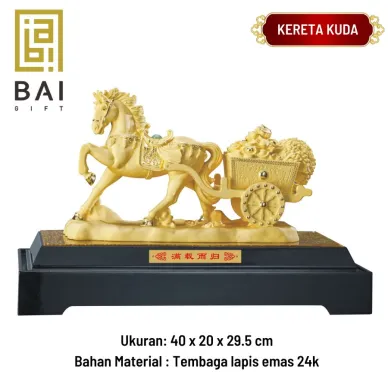 Produk BAI GIFT PAJANGAN FENG SHUI PATUNG KUDA KERETA LAPIS EMAS 24K 1 ~blog/2023/6/19/kereta_kuda