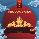 BAI GIFT PAJANGAN PATUNG FENGSHUI SEPASANG PIXIU LAPIS EMAS 24K  L