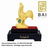 Patung Ayam Jantan Golden Rooster Lapis Emas 24k